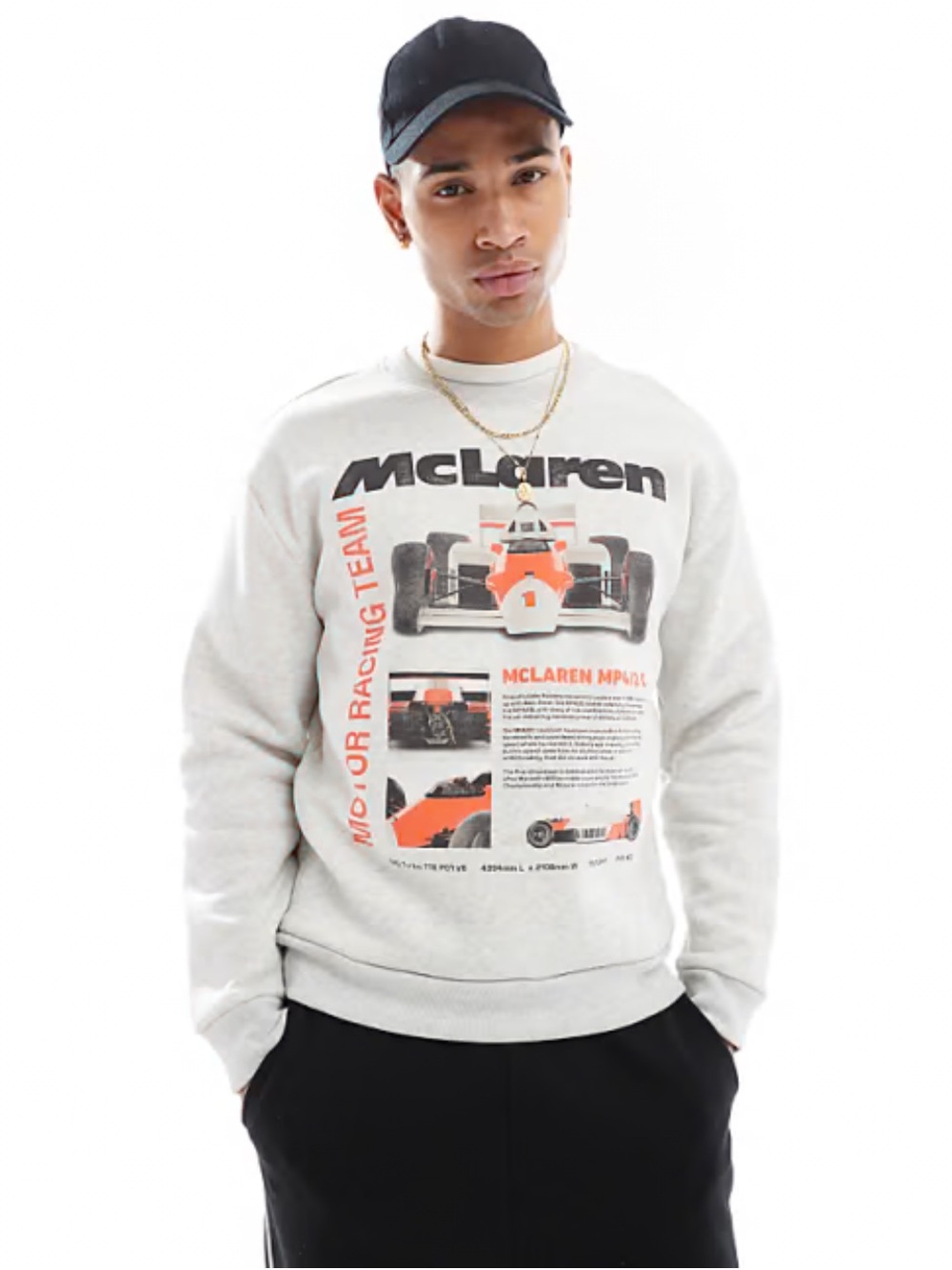 ASOS McLaren Formula 1 Racing Graphic Tee Sweatshirt Ivory Grey